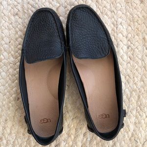 Worn once black leather UGG flats